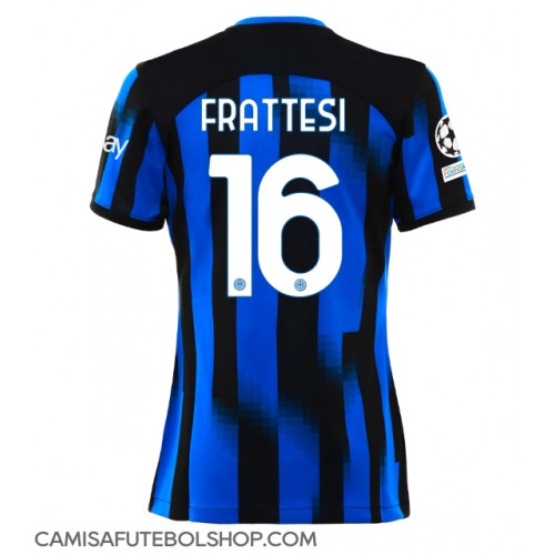 Camisa de time de futebol Inter Milan Davide Frattesi #16 Replicas 1º Equipamento Feminina 2023-24 Manga Curta